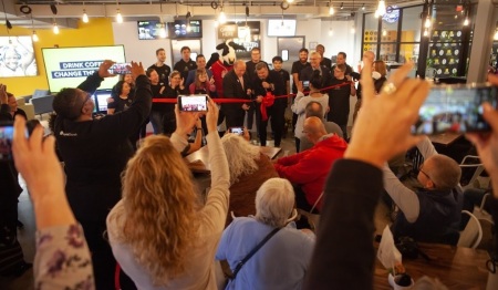 The grand opening of Liquid Church's Clean Water Cafe, a nonprofit cafe located at their Parsippany, New Jersey campus. The ribbon cutting ceremony took place on Monday, Oct. 3, 2022.