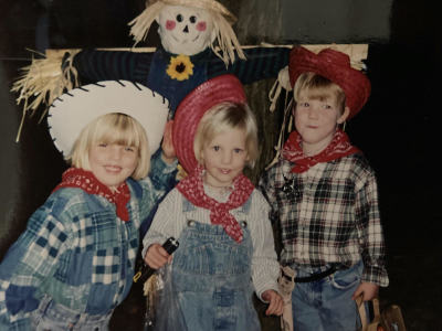 Pastor John Reichart's children pose for pictured on Halloween in this undated courtesy photo.