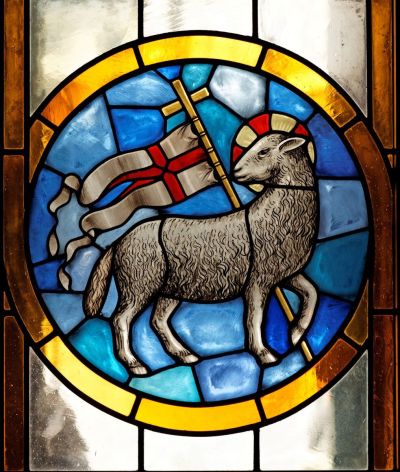 "Stained Glass Agnus Dei - found in the Cathedral of Florence (Basilica di Santa Maria del Fiore), Italy"