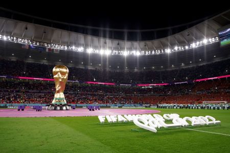General view inside the stadium prior to the FIFA World Cup Qatar 2022 Group B match between USA and Wales at Ahmad Bin Ali Stadium on November 21, 2022, in Doha, Qatar.