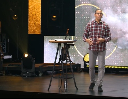 Pastor Miles McPherson preaches a sermon on Dec. 4, 2022, at Rock Church in San Diego, California.