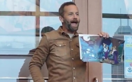 Actor Kirk Cameron reads his book As You Grow at a public library in Indianapolis, Indiana, on Dec. 29, 2022.