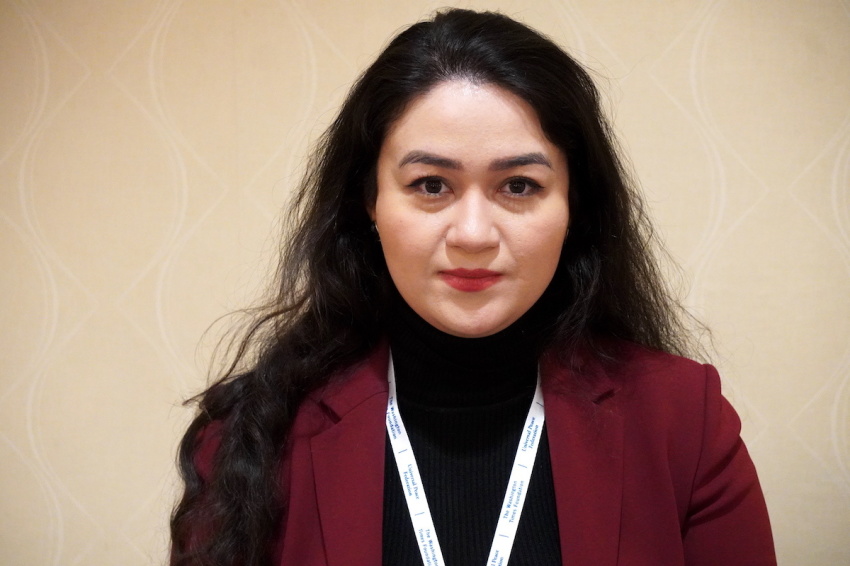 Jewher Ilham, an author and advocate for the Uyghur community, participated in a panel discussion at the IRF Summit on Jan. 31, 2023, in Washington, D.C. She shared about her imprisoned father, Uyghur economist Ilham Tohti.