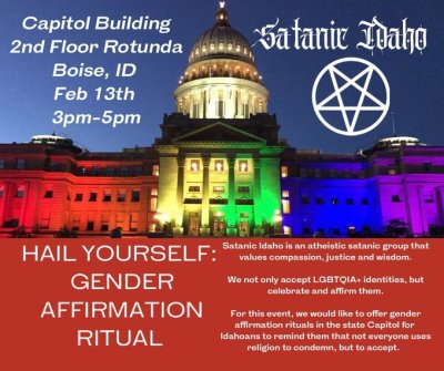 A flyer for the "gender affirmation ritual" in Boise. 