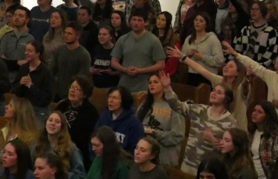 A revival happening at the University of the Cumberlands in Williamsburg, Kentucky in February 2023.