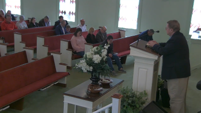 Members of Maranatha Baptist Church in Plains, Ga., pray for former President Jimmy Carter on Sunday, February 19, 2023.