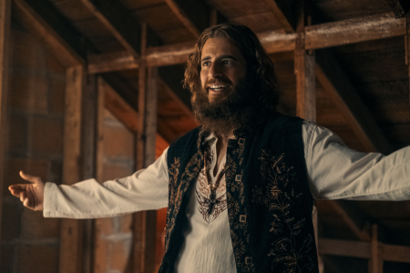 Jonathan Roumie as evangelist Lonnie Frisbee in "Jesus Revolution," a Lionsgate film.