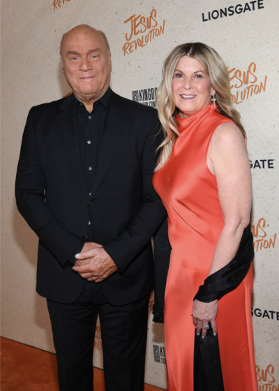 Greg and Cathe Laurie appear at the "Jesus Revolution" premiere.