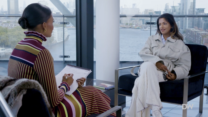 Rapper M.I.A. speaks with conservative commentator Candace Owens during an interview that aired in February 2023.