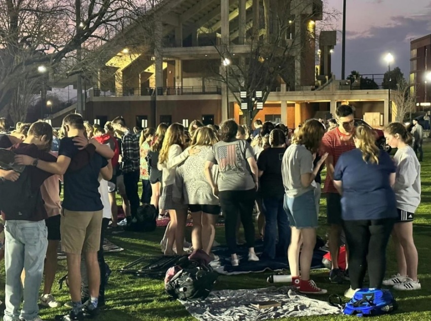 A revival meeting at Western Kentucky University in February 2023.