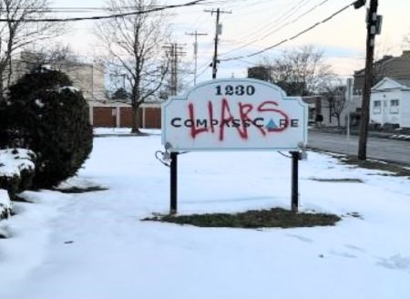 The Amherst location of CompassCare, a network of pro-life pregnancy centers in upstate New York, was vandalized in the early morning hours of March 16, 2023.