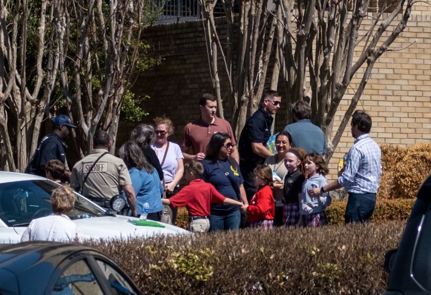 Children arrive at Woodmont Baptist Church to be reunited with their families after a mass shooting at The Covenant School on March 27, 2023, in Nashville, Tennessee. According to initial reports, three students and three adults were killed by the shooter, a 28-year-old woman. The shooter was killed by police responding to the scene.