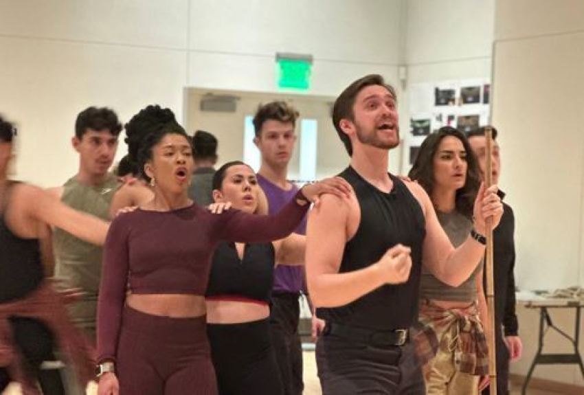 The cast of "His Story: The Musical" in a preview performance in Lewisville, Texas, on April 18, 2023.