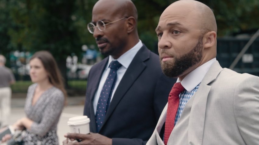 Louis L. Reed and Van Jones on the set of "The First Act" Documentary