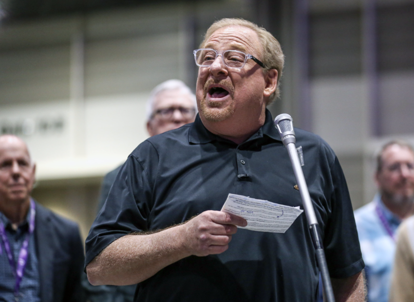 Rick Warren, founder and former pastor of Saddleback Church in Lake Forest, Calif., appeals the removal of the church from the Southern Baptist Convention during an afternoon session of the SBC annual meeting in New Orleans, Louisiana, on June 13, 2023.