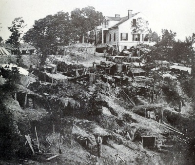 A photo of the siege of Vicksburg, Mississippi, during the American Civil War. The city would fall to Union troops under General Ulysses S. Grant on July 4, 1863.