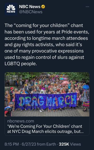 A screenshot of a tweet from NBC News explained that the chant