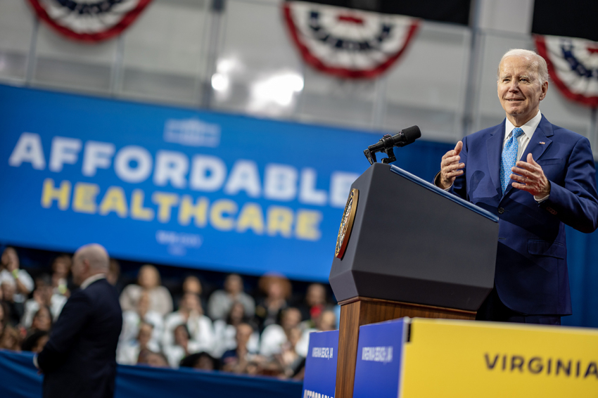 President Joe Biden delivers remarks on protecting access to affordable healthcare, Tuesday, February 28, 2023, at Kempsville Recreation Center in Virginia Beach, Virginia.