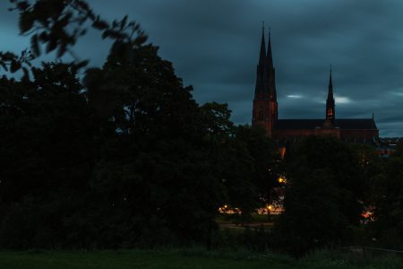 The medieval Uppsala Cathedral in Uppsala, Sweden.