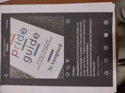 A social media page belonging to Cameron High School Librarian Tonya O'Boyle promotes a book titled
