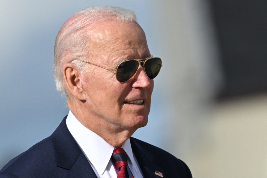President Joe Biden walks to board Air Force One after delivering remarks on the 22nd anniversary of the September 11, 2001, terrorist attacks, at Joint Base Elmendorf-Richardson in Anchorage, Alaska, on September 11, 2023.