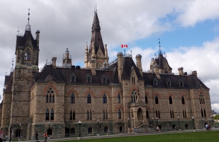 The West Block building of Parliament Hill in Ottawa, Ontario, Canada.