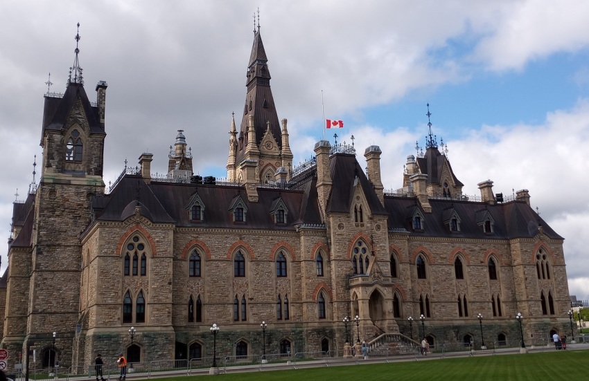 The West Block building of Parliament Hill in Ottawa, Ontario, Canada.