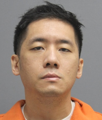 The mugshot of Rui Jiang, a 35-year-old man who was arrested on September 24, 2023, after trying to bring weapons to a church that he had made threats against online.