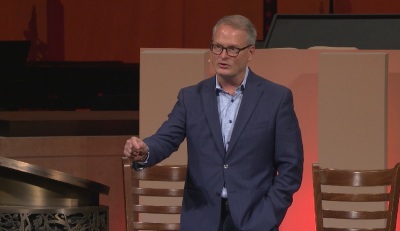 United Methodist Church pastor and author Adam Hamilton, senior pastor of the Church of the Resurrection of Leawood, Kansas, speaks at his church's Leadership Institute event on Sept. 28, 2023.