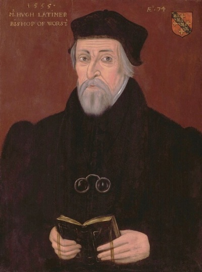 Hugh Latimer (1487-1555), an English bishop and Protestant leader who was burned at the stake in 1555 for his beliefs.
