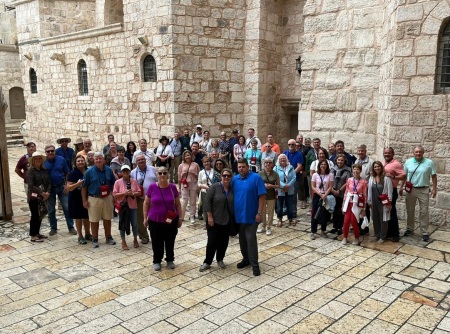 A tour group hosted by First Baptist Church of Fernandina Beach, Florida, that was in Israel during the outbreak of war between Hamas and Israel in October 2023. The group successfully arrived back in the United States on October 15, 2023.