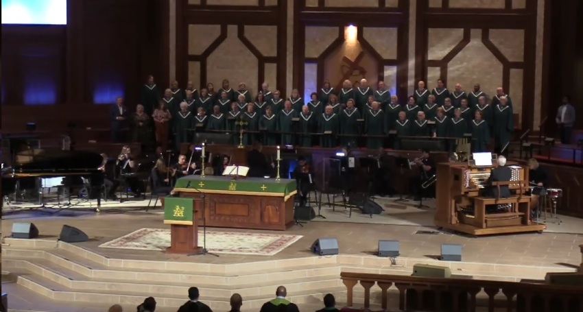 Attendees worship at Christ United Methodist Church of Jackson, Mississippi, on Sunday, Oct. 15, 2023.