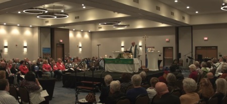 Attendees participate in a worship service at the 176th Annual Convention of the Episcopal Diocese of Milwaukee on Oct. 21, 2023.
