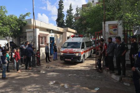 Palestinian Red Crescent ambulances transfer premature babies, evacuated from Gaza City's Al Shifa hospital, from a hospital in Rafah in the southern Gaza Strip to Egypt, on November 20, 2023, amid ongoing battles between Israel and the militant group Hamas.