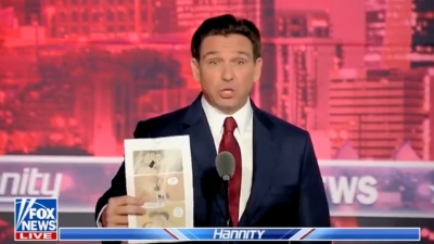 Gov. Ron DeSantis, R-Fla., held up a visual aid depicting some of the sexually explicit cartoons from the controversial book "Gender Queer."