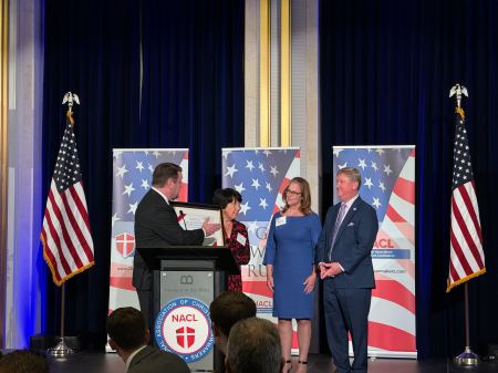 Glenn and Jenny Story receive the NACL Salt and Light Award For Christian Leadership at the Museum of the Bible in Washington, DC, on Dec. 5, 2023.