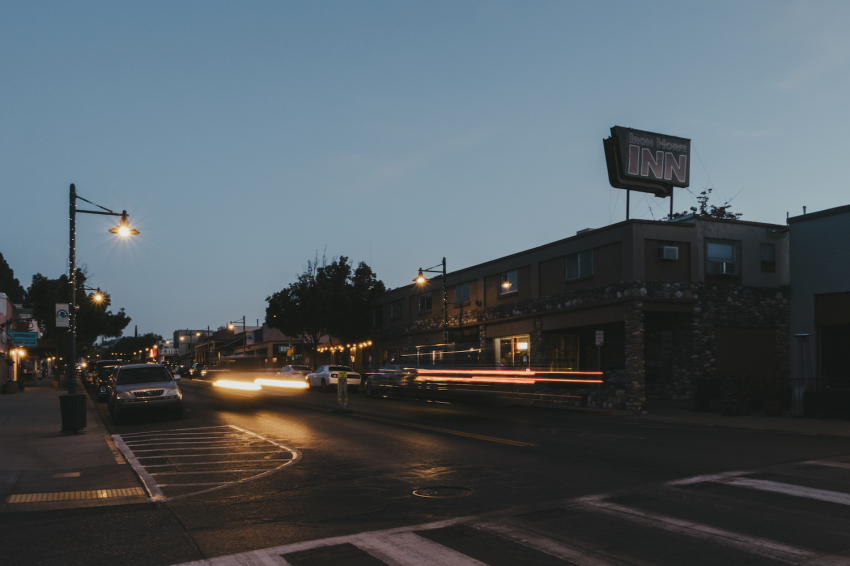 Dusk in downtown Cottonwood, Arizona.