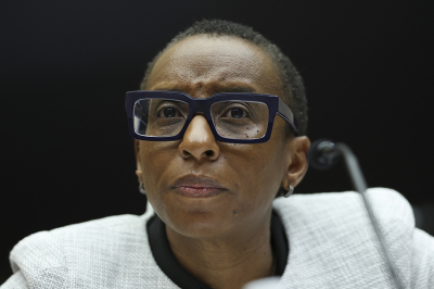 Claudine Gay, president of Harvard University, testifies before the House Education and Workforce Committee at the Rayburn House Office Building on December 5, 2023, in Washington, D.C. The Committee held a hearing to investigate antisemitism on college campuses.