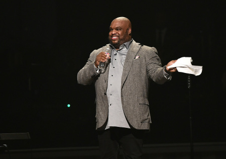 Pastor John Gray speaks onstage during the BET Presents Super Bowl Gospel attends the BET Presents Super Bowl Gospel Celebration at Lakewood Church on February 3, 2017, in Houston, Texas.