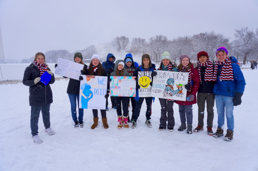 Students from Rockbridge Academy, a K-12 classical Christian school near Annapolis, Maryland, participate in the annual March For Life on Jan. 19, 2024, in Washington, D.C.