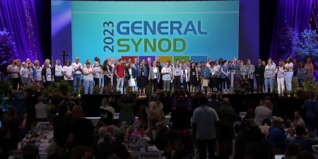 Members of the United Church of Christ gather for the General Synod, held in Indianapolis, Indiana, from June 30 to July 4, 2023.