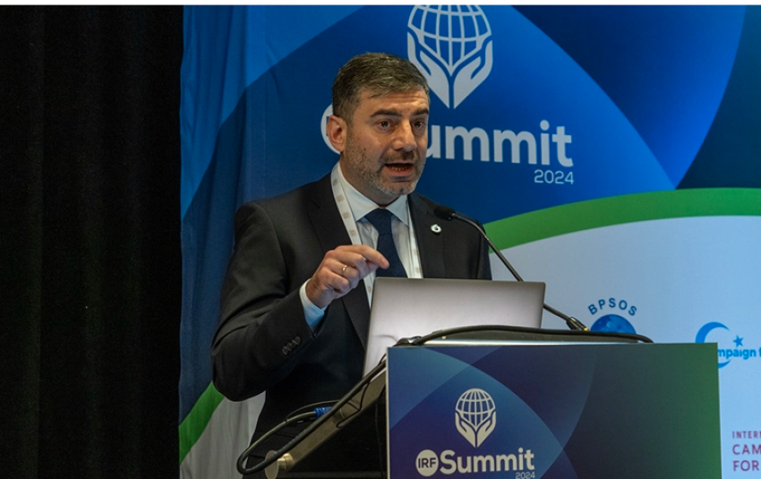 Dmytro Lubinets, Ukraine's Parliament commissioner for human rights, speaks at the IRF Summit 2024 in Washington, D.C. on Jan. 30, 2024.