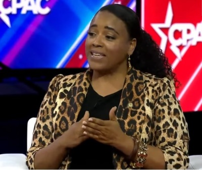 Tanya Gould speaks at the 2024 Conservative Political Action Conference in National Harbor, Maryland, on Feb. 23, 2024.