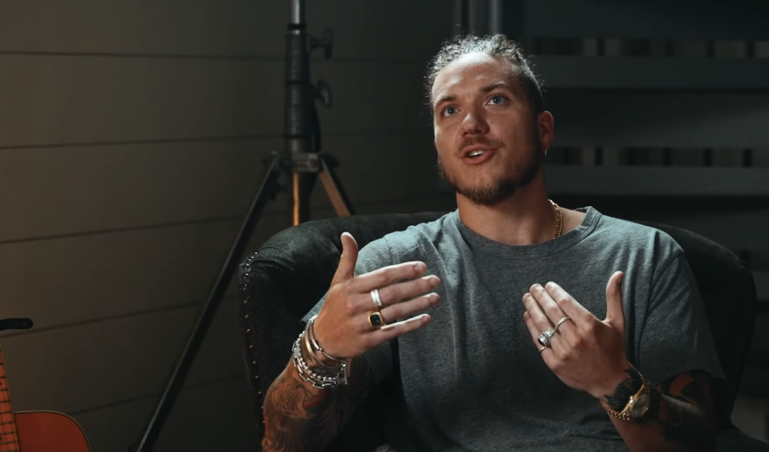 Worship singer and songwriter Brandon Lake speaking during a podcast in January 2024.