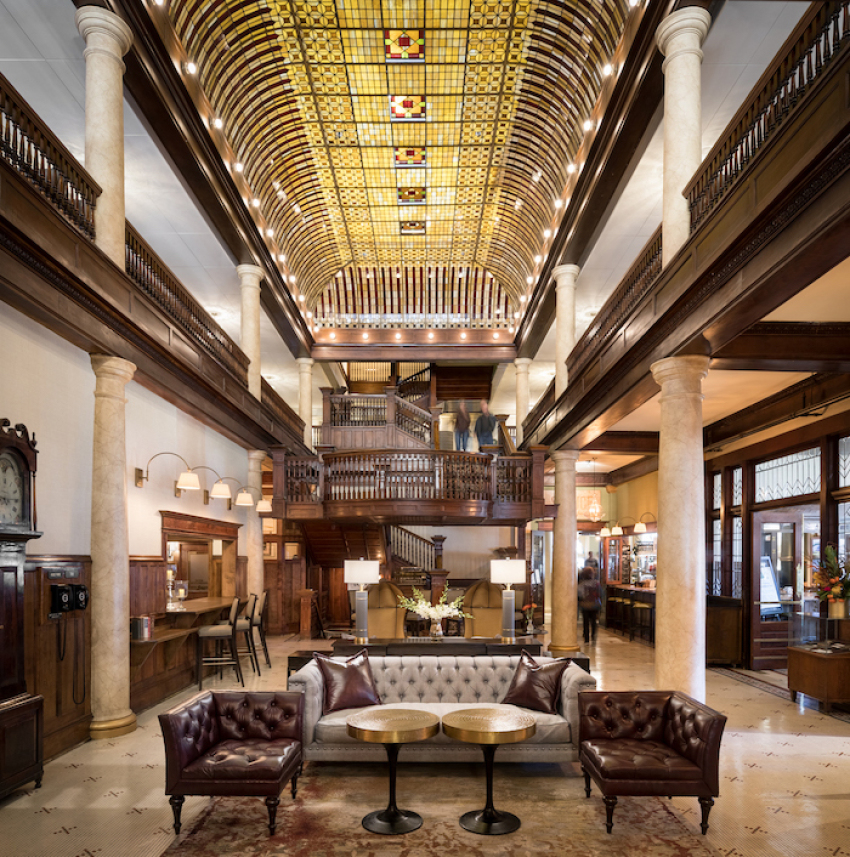 Inside the Hotel Boulderado lobby.