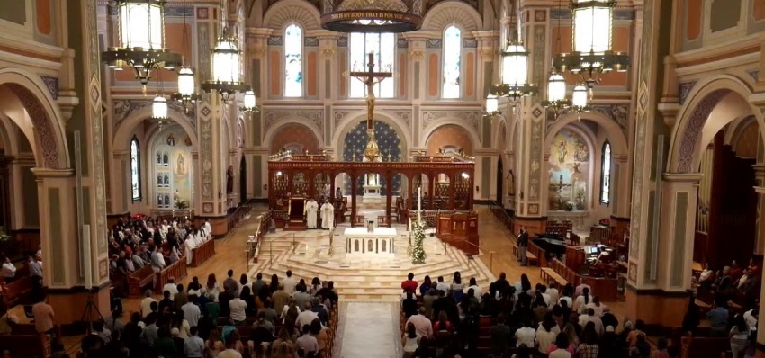 An Easter Sunday 2024 worship service held at the Cathedral of the Blessed Sacrament in Sacramento, California.