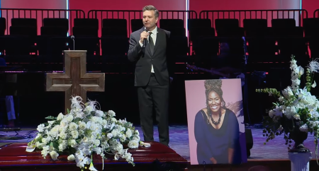 Mandisa's funeral service at Brentwood Baptist Church in Nashville, Tennessee, on April 27, 2024.