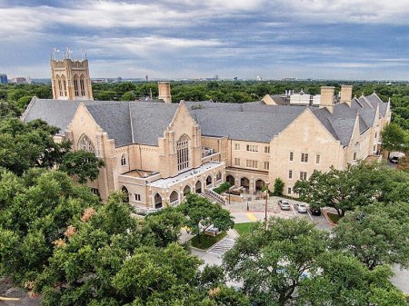The exterior of Highland Park United Methodist Church in Dallas, Texas, is seen in February 2020.