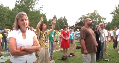 The inaugural Wild Goose Festival, a gathering of mostly progressive Christians at Shakori Hills, North Carolina, in June 2011.