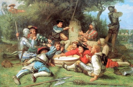 A 19th century depiction of when Catholic and Protestant soldiers in Switzerland shared a meal during the negotiations that led to the end of the First War of Kappel in 1529. War between the two Swiss religious groups would resume two years later.
